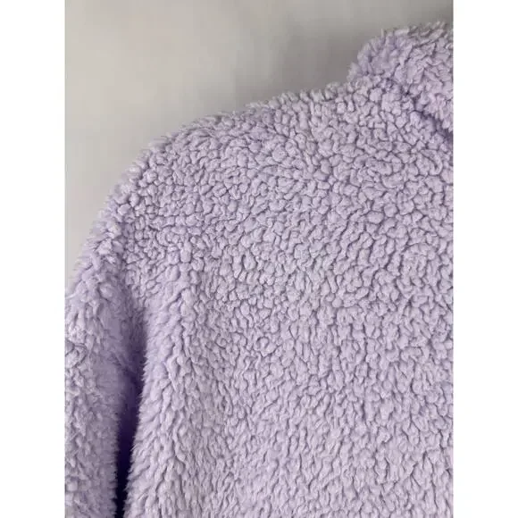 Athleta Girl Hooded Sherpa Pullover, Lavender Purple Fleece Cozy Kangaroo Pocket - Picture 6 of 16